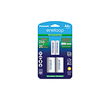 Image of Eneloop Rechargeable AA 1.2V 2000mAh NiMh Batteries with C-cell Spacers - 2pk
