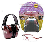 Howard Leight Woman's Shooting Combo Kit - dusty rose earmuff, clear shooting glasses, R-01727