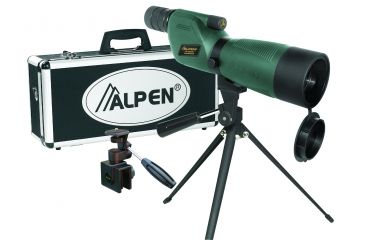 Image of Alpen 15-45x60mm Compact Straight Spotting Scope w/ Case, Car Window Mount, Green, 725NKIT