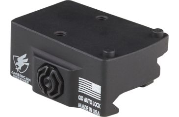 Image of American Defense Manufacturing Trijicon RMR Mount w/ iron sight co-witness. Left hand lever, Black, AD-RMR-LH STD-TL
