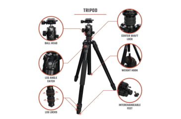 Image of Athlon Optics Midas AL28 28mm Tube Carbon Fiber Tripod, Black, 706009