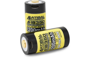 Image of Atibal Illumination 18350 USB Rechargeable Batteries, 1 Pair, Black, Ai-350B-USB