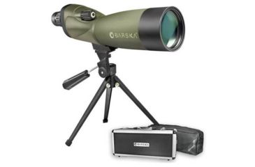 Image of Barska 20-60x60 Blackhawk Waterproof Spotting Scope, Straight, Green, w/ Tripod, Soft Case, Hard Case, AD10350
