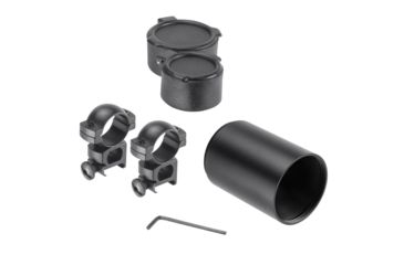 Image of USED Barska Accessory Pack, for AC10046 Rifle Scope, 1 inch High Rings, 42mm Sunshade, Flip-Up Lens Covers, Matte Black, AF10478, EDEMO1