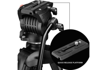 Image of Barska Professional Fluid Head Tripod, Black, Medium, AF13650