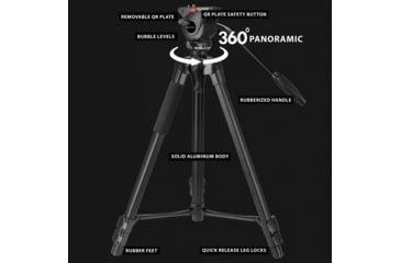 Image of Barska Professional Fluid Head Tripod, Black, Medium, AF13650