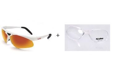 Image of Bolle Vigilante Sunglasses, Shiny White Frame, TNS Fire Lens w/ Bolle Prescription Large Rx Adapter, 11448-KIT