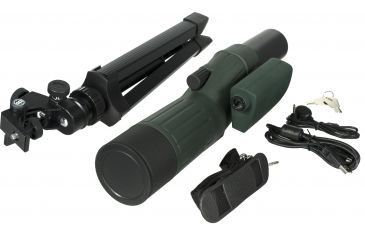 Image of Bushnell 15 45x50 Video Graphics Array VGA Resolution Spotting Scope 787348 - shown with included tripod, carry strap, and cables