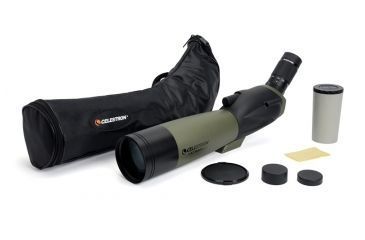 Image of OpticsPlanet Exclusive Celestron Ultima 80mm Angled Spotting Scope, Olive Green/Black w/Tripod 93606 52250-OP