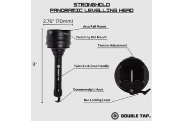 Image of Double Tap Industries Stronghold Aluminum Shooting Tripod w/Ball Head, Black, TRI-A-002BH