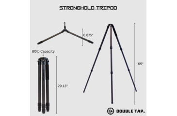 Image of Double Tap Industries Stronghold Aluminum Shooting Tripod w/Ball Head, Black, TRI-A-002BH