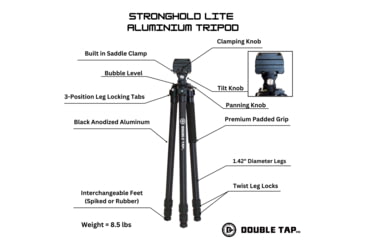 Image of Double Tap Industries Stronghold Lite Aluminum Tripod w/Fixed Saddle Clamp, Black, 36mm, TRI-A-001F