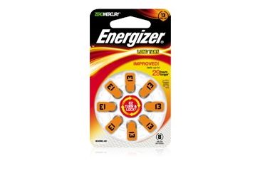 Image of Energizer EZ Turn &amp; Lock Size 13 Hearing Aid Batteries, Pack of 8 AZ13DP-8