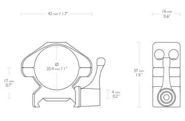 Image of Hawke Sport Optics Precision Steel 1in Rings Weaver w/ Lever - 2-Pieces, Low, Black, 23010