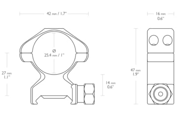 Image of Hawke Sport Optics Precision Steel 1in Rings Weaver w/ Nut - 2-Pieces, High, Black, 23002