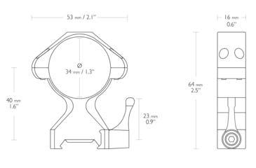 Image of Hawke Sport Optics Precision Steel 34mm Rings Weaver w/ Lever - 2-Pieces, High, Black, 23032