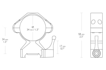 Image of Hawke Sport Optics Precision Steel 34mm Rings Weaver w/ Lever - 2-Pieces, Medium, Black, 23031