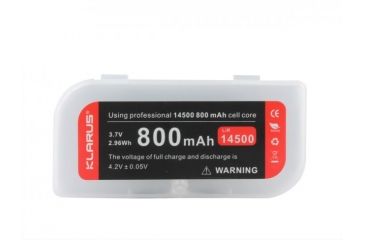 Image of Klarus 14500 800mAh 3.7V Protected Lithium Ion Button Top Battery, Black KLARUS-LIR-14501