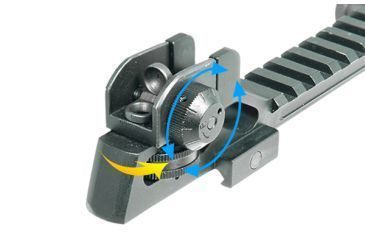 Image of Leapers UTG A2 Rear Sight Assembly w/ Riser Mount, AR-15, Black, MNT-95RS05