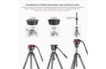 Image of Leofoto LM-324CL&amp;LH-55LR X Version Tripod w/ 75mm Bowl&amp;Platform w/ LH Ballhead Set, Black, LM-324CLX+LH-55LR