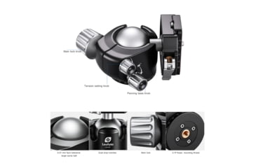 Image of Leofoto LM-324CL&amp;LH-55LR X Version Tripod w/ 75mm Bowl&amp;Platform w/ LH Ballhead Set, Black, LM-324CLX+LH-55LR