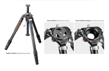 Image of Leofoto LN-364C Heavy Duty Tripod w/ 75mm Video Bowl/Platform &amp; Bag, Black, LN-364C