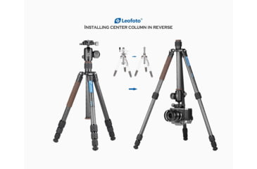 Image of Leofoto LX-225CT/XB-32Q Reversible Travel Tripod w/ Ball Head Set, Black, LX-225CT+XB-32Q
