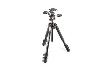 Image of Manfrotto 190 Aluminum 4 Section Tripod w/ 3-Way Head Kit MK190XPRO4-3W
