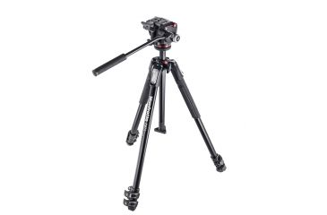 Image of Manfrotto 190X Aluminum 3-Section Tripod, Black, Kit w/ XPRO Fluid Head MK190X3-2W