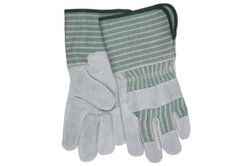 Image of MCR Safety 1360 Long Gauntlet Split Leather Palm Work Gloves, C Grade Shoulder Leather, 4.5in Rubberized Safety Cuff, Gray, Large, 1360
