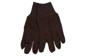 Image of MCR Safety 7100P Brown Jersey Work Gloves, Clute Pattern with Knit Wrist, Cotton Polyester Blend, Brown, Large, 7100P