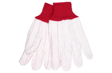 Image of MCR Safety 9018CDPCR Double Palm Work Gloves, 18oz Corded Cotton Polyester Blend, Clute Pattern with Straight Thumb, Knit Wrist, White, Large, 9018CDPCR