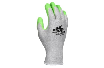 Image of MCR Safety Cut Pro 13 Gauge Dyneema Diamond Technology Shell Cut Resistant Work Gloves, Hi-Vis Latex Coated Palm and Fingertips, Hi-Vis Lime/Salt and Pepper, Medium, 9672HVGM