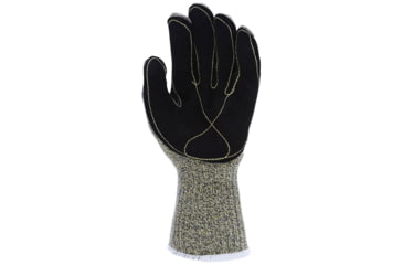 Image of MCR Safety Cut Pro Hero 7 Gauge Regular Weight Shell, ARX Aramid Fibers, Cut Resistant Work Gloves with Leather Palm, 5in Knit Wrist, Black, Large, 93861GL