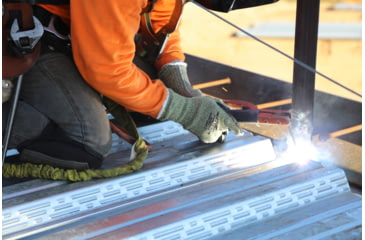 Image of MCR Safety Cut Pro Hero 7 Gauge Regular Weight Shell, ARX Aramid Fibers, Cut Resistant Work Gloves with Leather Palm, 5in Knit Wrist, Black, Large, 93861GL