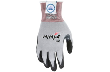Image of MCR Safety Cut Pro Ninja BNF Cut Resistant Work Gloves, 15 Gauge Dyneema Diamond Technology, NFT Coated Palm and Fingertips, Black/Gray, Medium, N9676DTM