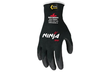 Image of MCR Safety Cut Pro Ninja BNF Work Gloves, 18 Gauge Kevlar Shell, NFT Coated Palm and Fingertips, Black, Medium, N9878BNFM