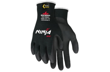 Image of MCR Safety Cut Pro Ninja BNF Work Gloves, 18 Gauge Kevlar Shell, NFT Coated Palm and Fingertips, Black, Medium, N9878BNFM