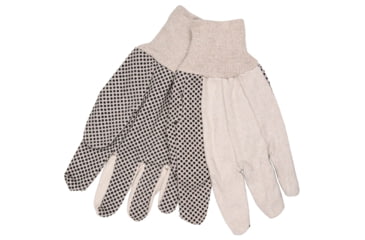 Image of MCR Safety Dotted Canvas Work Gloves, Clute Pattern with Knit Wrist, 100% Cotton, Straight Thumb, Black/Natural, Large, 8808