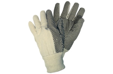 Image of MCR Safety Dotted Canvas Work Gloves, Clute Pattern with Knit Wrist, 100% Cotton, Straight Thumb, Natural/Black, Large, 8808S