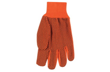 Image of MCR Safety Dotted Canvas Work Gloves, Clute Pattern with Knit Wrist, 100% Cotton, Straight Thumb, Orange/Black, Large, 8808O
