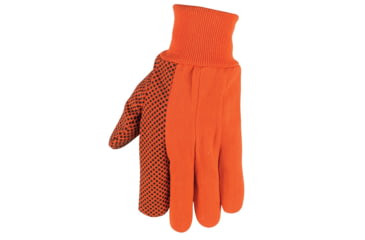Image of MCR Safety Dotted Canvas Work Gloves, Clute Pattern with Knit Wrist, 100% Cotton, Straight Thumb, Orange/Black, Large, 8808O