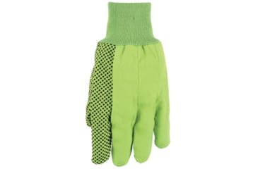 Image of MCR Safety Dotted Canvas Work Gloves, Clute Pattern with Knit Wrist, 100% Cotton, Straight Thumb, Pastel Green/Black, Large, 8808G