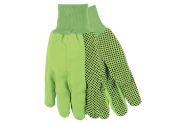 Image of MCR Safety Dotted Canvas Work Gloves, Clute Pattern with Knit Wrist, 100% Cotton, Straight Thumb, Pastel Green/Black, Large, 8808G