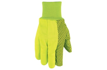 Image of MCR Safety Dotted Canvas Work Gloves, Clute Pattern with Knit Wrist, 100% Cotton, Straight Thumb, Yellow/Black, Large, 8808Y