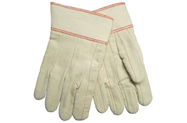 Image of MCR Safety Double Palm Work Gloves, 18oz Corded Cotton Polyester Blend, Clute Pattern with Straight Thumb, Safety Cuff, Natural, Large, 9018CDPCS