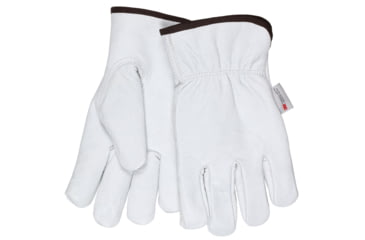 Image of MCR Safety Leather Drivers Insulated Work Gloves, Buffalo Grain with Shirred Elastic Back, Lined with Thinsulate, White, Large, 3313TL