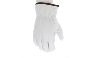 Image of MCR Safety Leather Drivers Insulated Work Gloves, Buffalo Grain with Shirred Elastic Back, Lined with Thinsulate, White, Large, 3313TL