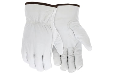 Image of MCR Safety Leather Drivers Insulated Work Gloves, Buffalo Grain with Shirred Elastic Back, Lined with Thinsulate, White, Large, 3313TL