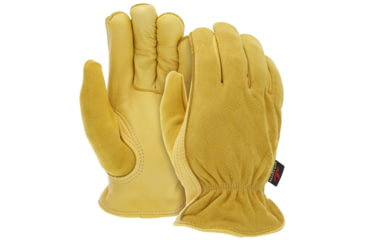 Image of MCR Safety Leather Drivers Insulated Work Gloves, Select Grade Grain Deerskin Palm, Split Leather Back, Fleece Lined and Keystone thumb, Gold, Medium, 3555M